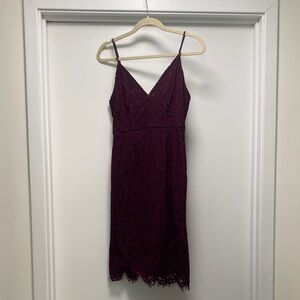 Astr Deep Purple Lace Midi Dress